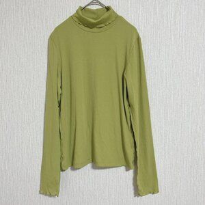 Brena Olive Green Turtleneck Long Sleeve Top Ribbed Knit M